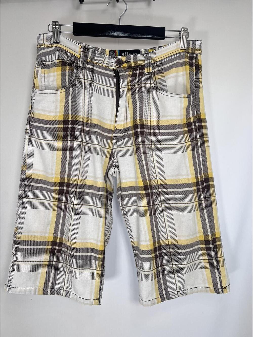 Bluez Knee Length Plaid Skater Shorts Men's Medium
